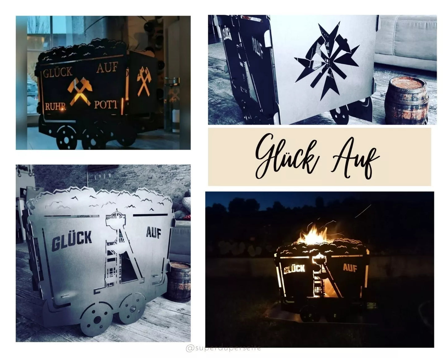 Lore Förderwagen Glück Auf Ruhrpott Herz auf Kohle geboren !