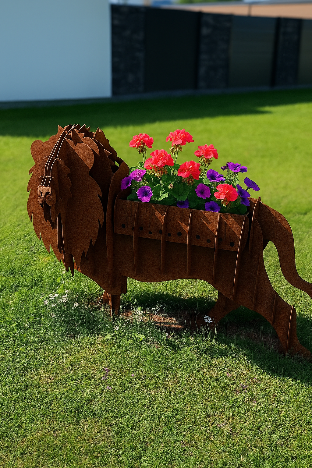 🦁 Löwe Mangalgrill & Pflanzgefäß für Garten & Terrasse