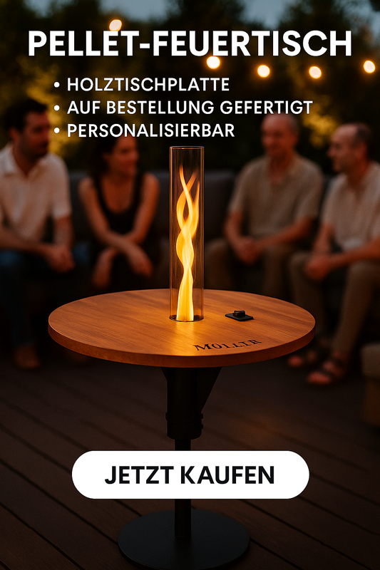 Exklusiver Pellet-Feuertisch – handgefertigt & personalisierbar