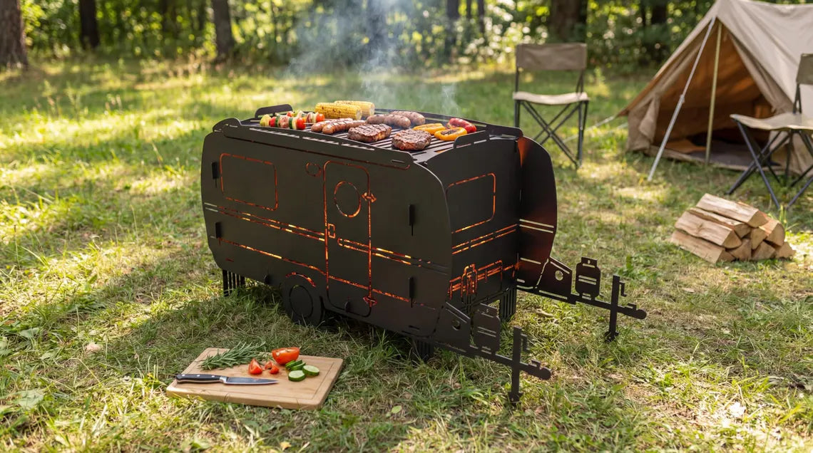 Feuertonne Feuerkorb Wohnwagen Camper Grill  Stecksystem Personalisierbar
